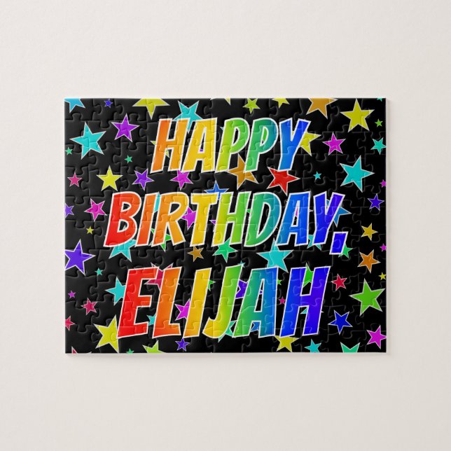 "ELIJAH" Vorname, Fun "HAPPY BIRTHDAY" Puzzle (Horizontal)