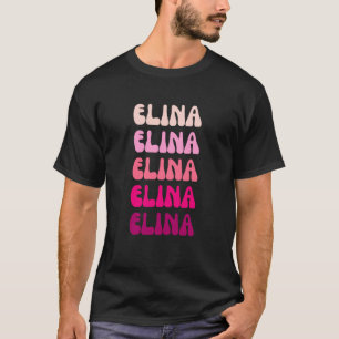 Elina Retro-Stapel-Design T-Shirt