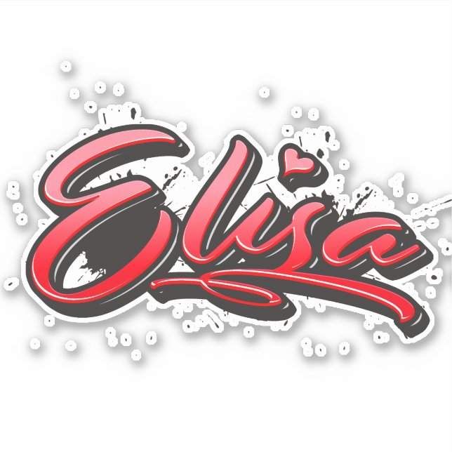 Elisa red Heart Graffiti Aufkleber Sticker (Vorderseite)