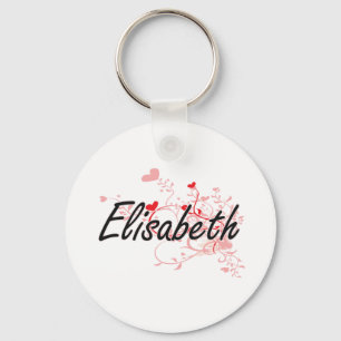 Elisabeth Artistic Name Design mit Herz Schlüsselanhänger