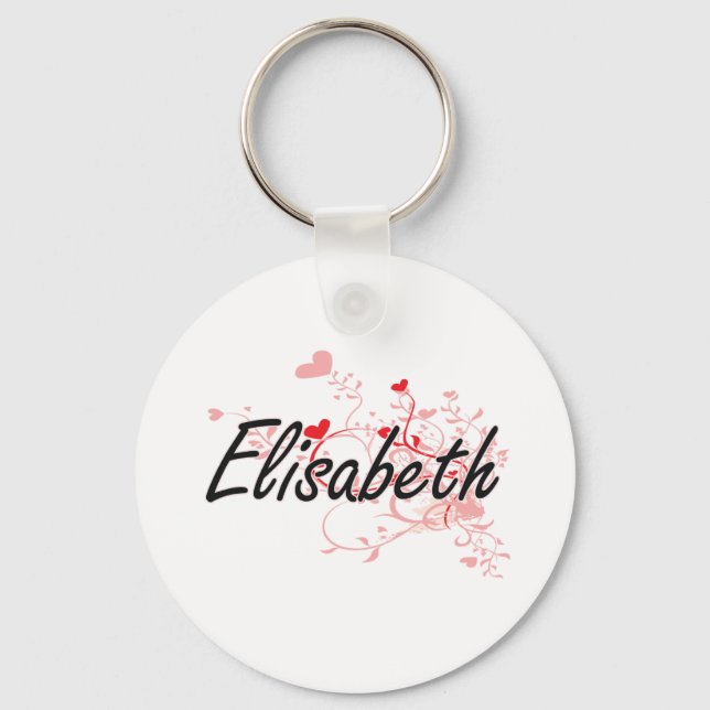 Elisabeth Artistic Name Design mit Herz Schlüsselanhänger (Vorderseite)