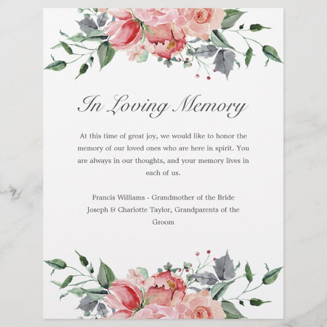 Elisabeth in Love Memory Wedding Sign (Vorderseite)