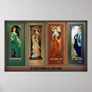 Élisabeth Sonrel Art Nouveau Maiden Bird Series Poster