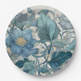 Elise Blue Nouveau Blumengarten Pappteller