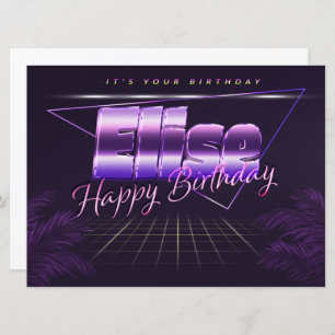 Elise Name Vorname lila retro Karte Geburtstag