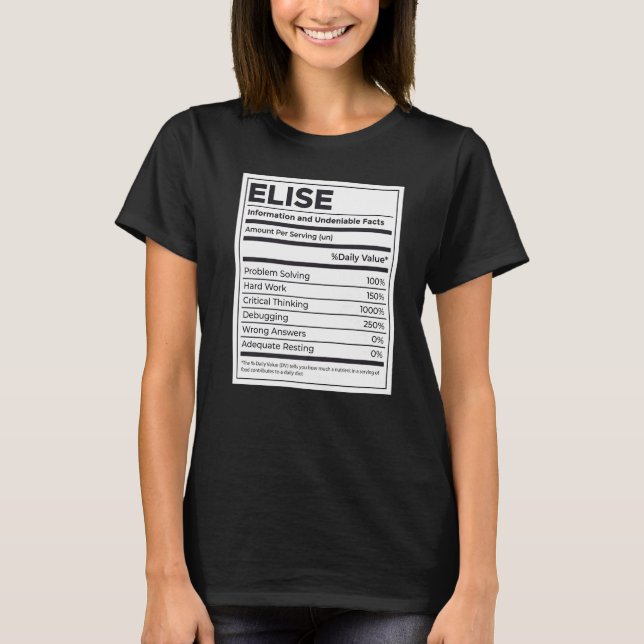 Elise Nutrition Information Problem lösen hartes W T-Shirt (Vorderseite)