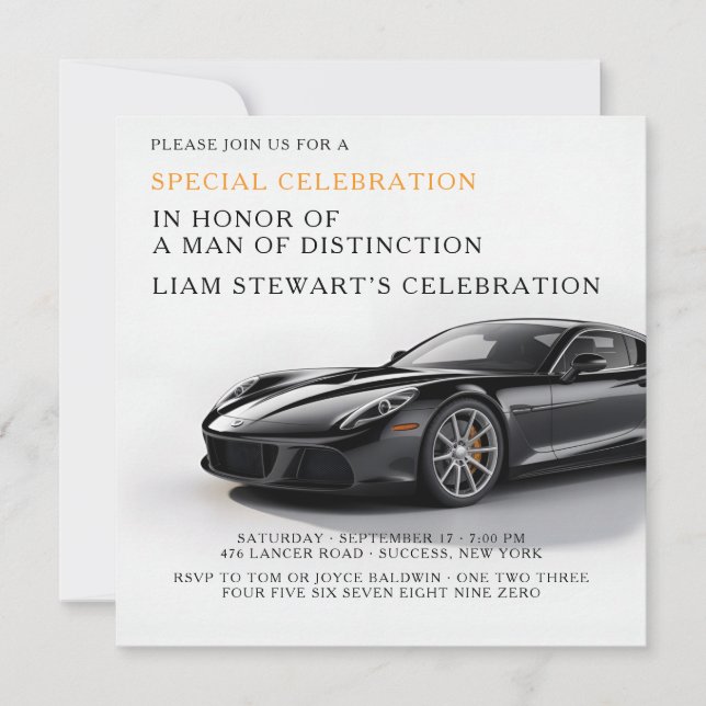 Elite-Autofanatiker-Party Einladung (Vorderseite)