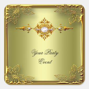 Elite Avocado Grün Gold Quadratischer Aufkleber