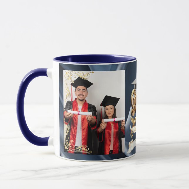 Elite BLEU-Marmor & Gold Personalisierte Abschluss Tasse (Links)