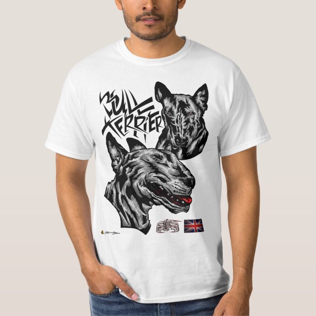 ElitE Bull Terrier Thinking Heads T-Shirt (Vorderseite)