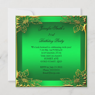 Elite Elegante Birthday Limon Gold Floral Damask Einladung