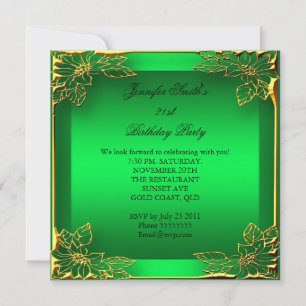 Elite Eleganter Geburtstag Lime Gold Blumen Damast Einladung