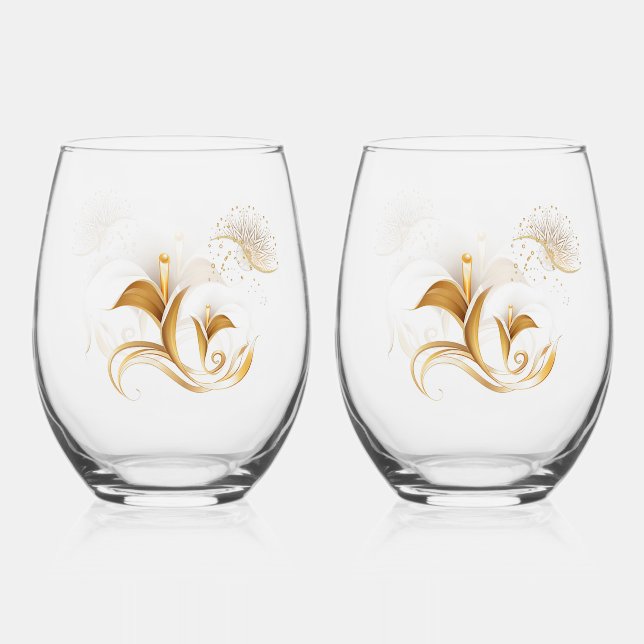 Elite Gold Tulip Set Weinglas Ohne Stiel (Vorderseite)