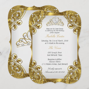 Elite Golden White Pearl Lace Tiara Geburtstagsfei Einladung