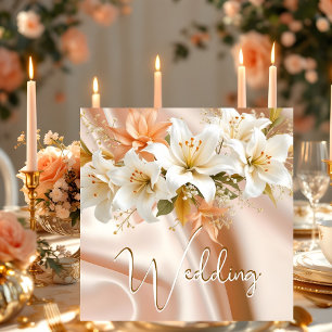 Elite-Hochzeit Blumenlilien Weiß Pfirsich Seide Einladung