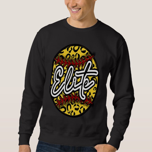 ELITE Leopard Cheetah Softball Team Trendy Cute Wo Sweatshirt (Vorderseite)