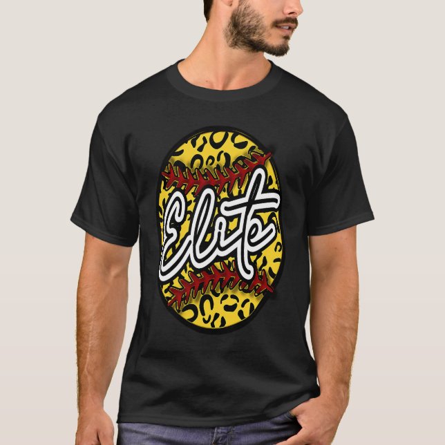 ELITE Leopard Cheetah Softball Team Trendy Cute Wo T-Shirt (Vorderseite)