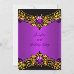 Elite Magenta Gold Black Lace Geburtstagsparty Einladung