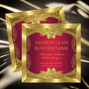 Elite Mode Designer Rot Gold Diamanten Quadratische Visitenkarte