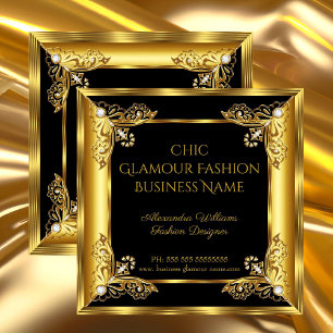 Elite Mode Designer Schwarz Gold Edelsteine Quadratische Visitenkarte