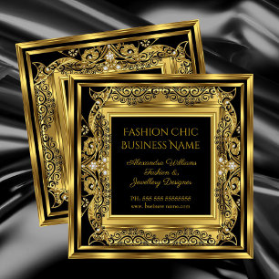 Elite-Mode-Schmuckdesigner Schwarz-Gold-Schmuck Quadratische Visitenkarte