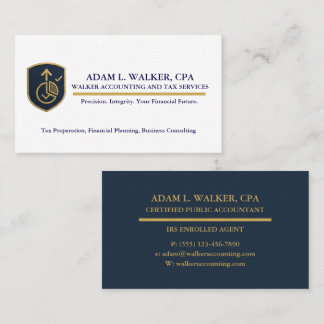 Elite Navy & Gold CPA Tax Preparer Business Card Visitenkarte