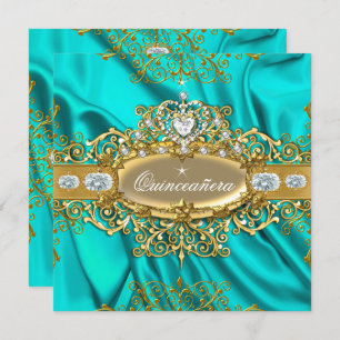 Elite Quinceanera Aquamarin Silber Silber Gold Par Einladung