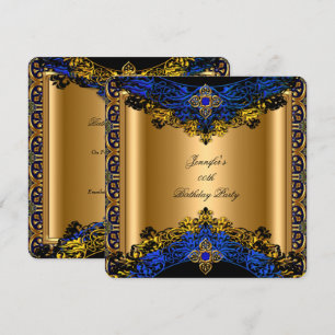 Elite Royal Blau Gold Schwarz Geburtstagsfeier 2 Einladung