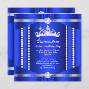 Elite Royal Blue Princess Quinceanera Diamond Einladung