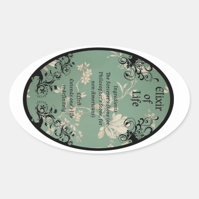 Elixir des Etiketts für Lebensmittel Ovaler Aufkleber (Vorderseite)