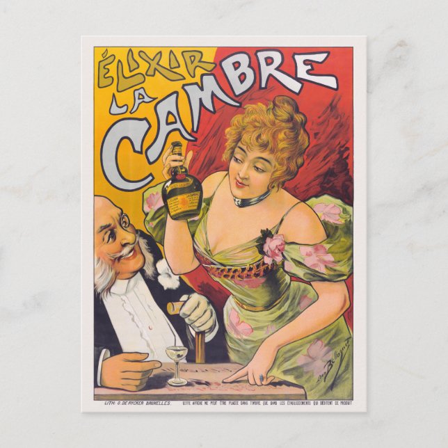 Élixir La Cambre Vintage Poster ca. 1900 Postkarte (Vorderseite)