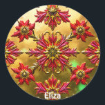 ELIZA ~ Shiny Red Gold Black Christmas ~ Runder Aufkleber<br><div class="desc">Ich habe dieses computergenerierte KI-Muster im NightCafe mit meiner Fantasie erstellt. Es ist in Rot-,  Schwarz- und Goldtönen gehalten,  wobei der Schwerpunkt auf dem 3D-Aspekt des Musters liegt. Dieses Design ist eines,  das jeder Liebe würde. Dieses Muster wurde von Liz gemacht.</div>