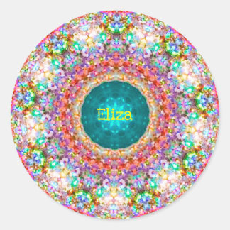 ELIZA ~ Sweet Floral Pattern ~ Personalisiert Runder Aufkleber