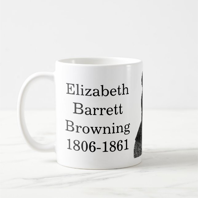 Elizabeth Barrett Browning Zitat zum Schreiben Kaffeetasse (Links)