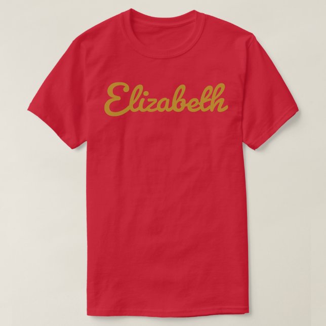 Elizabeth Cursive Script Typografy Gold Text T-Shirt (Design vorne)