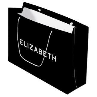 Elizabeth Elegant Geschenktasche in Schwarz und We Große Geschenktüte