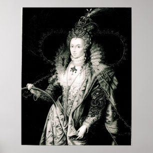 Elizabeth I gezeichnet durch W.Derby und vorbei Poster