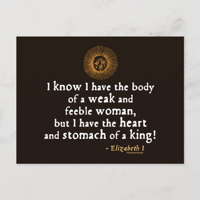 Elizabeth I Tilbury Quote Postkarte (Vorderseite)
