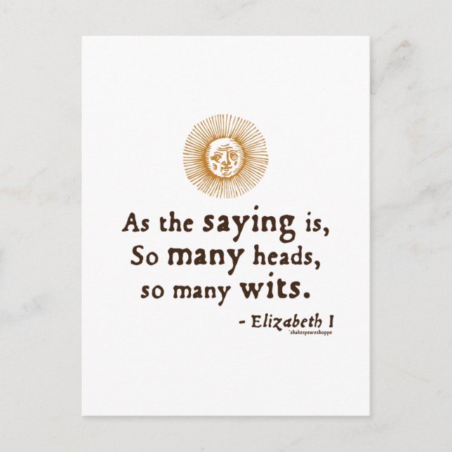 Elizabeth I Zitat über Wits Postkarte (Vorderseite)