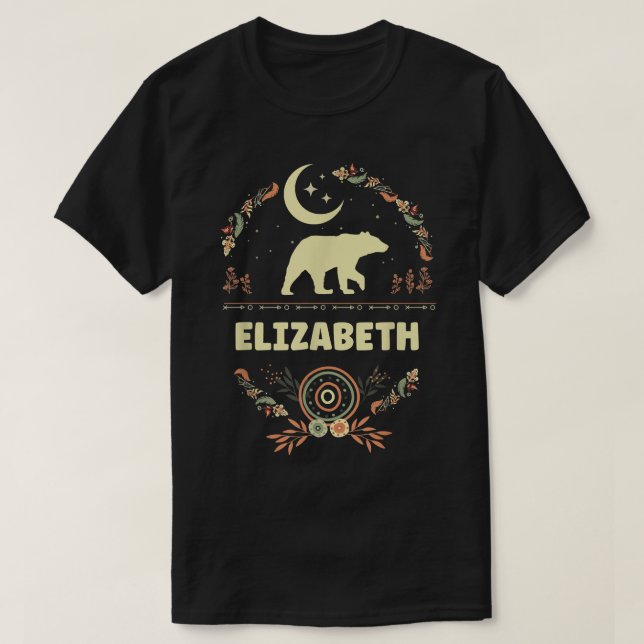Elizabeth Name Boho Floral Personalized Mama Bear  T-Shirt (Design vorne)