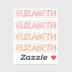 Elizabeth Name in leuchtenden Neonleuchten x4 Aufkleber