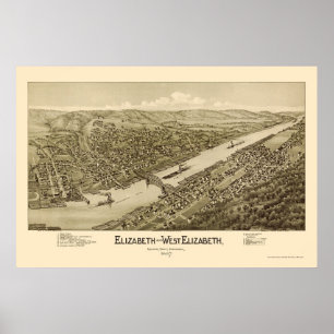 Elizabeth, panoramische Karte PAs - 1897 Poster