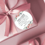 Elizabeth Pink Floral Wedding Welcome Bag  Runder Aufkleber<br><div class="desc">Use these simple yet elegant, pink, floral stickers on your wedding welcome gift bags to welcome and say thank you to your out of town wedding guests or at a destination wedding. They feature stylish watercolor flowers as well as a classic serif font and an elegant calligraphy script. Designed to...</div>