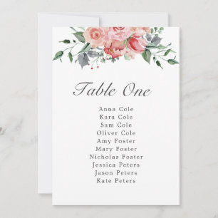 Elizabeth Simple Pink Wedding Table Chart