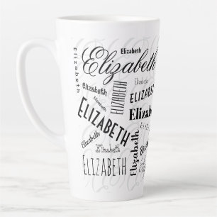 Elizabeth Typografy Name Schwarz-weiß Milchtasse