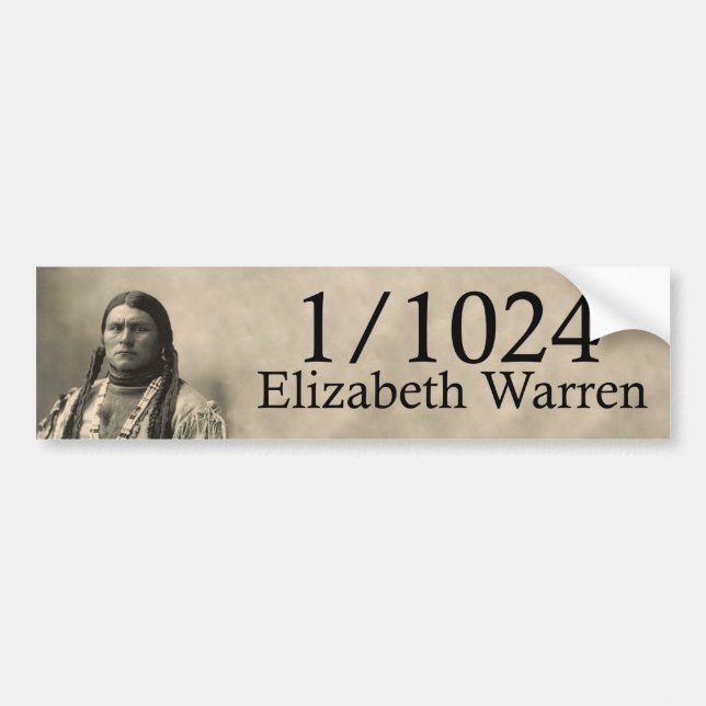 Elizabeth Waren 1/1024 amerikanischer Ureinwohner Autoaufkleber (Vorne)