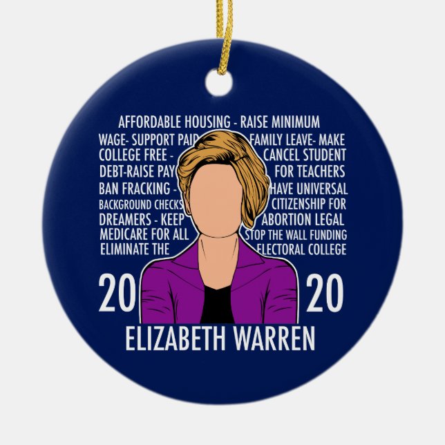 Elizabeth Warren 2020 Plattform Demokratische Deba Keramik Ornament (Vorne)