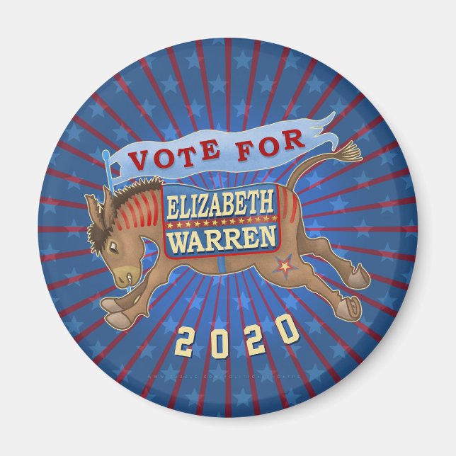 Elizabeth Warren Präsident 2020 Demokrat Donkey Magnet (Vorne)
