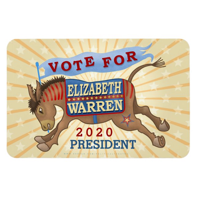 Elizabeth Warren Präsident 2020 Demokrat Donkey Magnet (Horizontal)