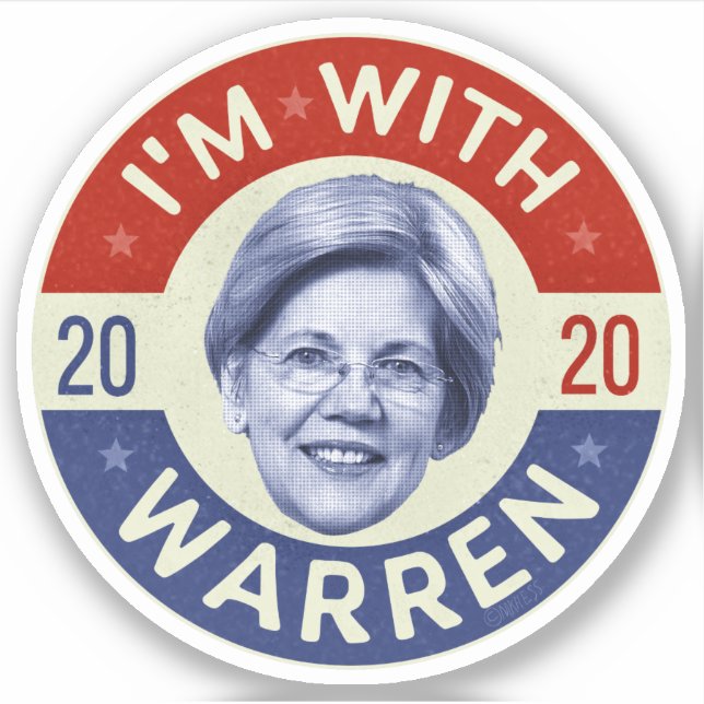 Elizabeth Warren Präsident 2020 Demokrat Pic Retro Aufkleber (Vorderseite)